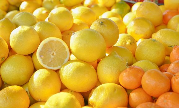 Fresh citrus fruits at a market