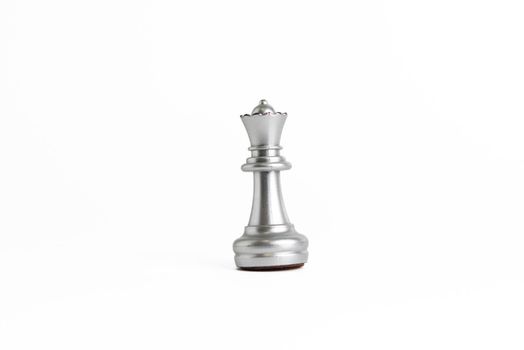 Chess game silver isolated on white background.