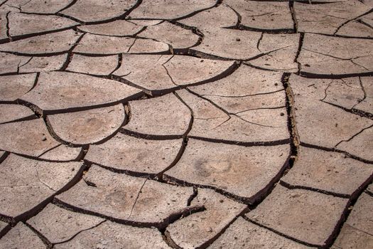 Cracked and drought soil in Atacama desert, arid landscape, Chile, South America