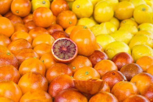 Red oranges on the market Sicilian Citrus