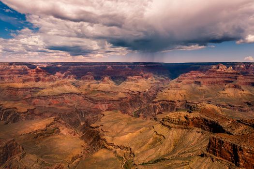 Grand Canyon south rim at dramatic sky with storm clouds, Arizona, United States
