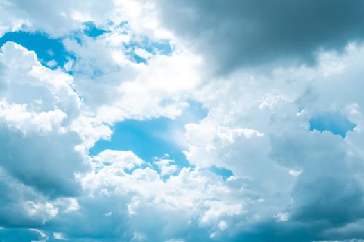 Copy space minimal concept of summer blue sky and white cloud abstract blank background.