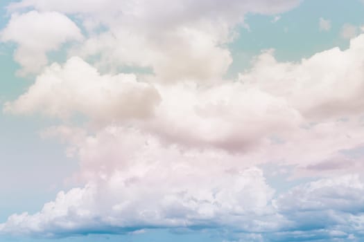 Copy space pastel tone minimal concept of summer blue sky and white cloud abstract blank background.