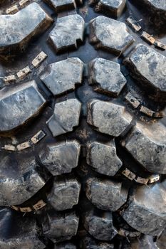 The texture of Centipede pattern mud terrain tire, Old used tires