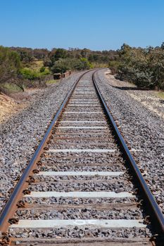 Stretch of railway line in country Victoria near Chewton in Australia