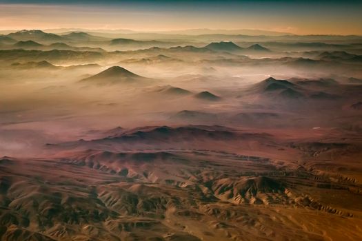 Atacama desert, volcano and arid landscape in Northern Chile, border with Bolivia, South America