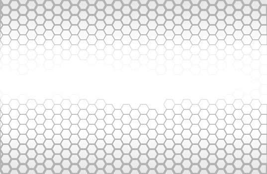 Hexagonal cells are gray with a copy space. Hexagons of different line thickness. The honeycomb pattern for the design is gray.