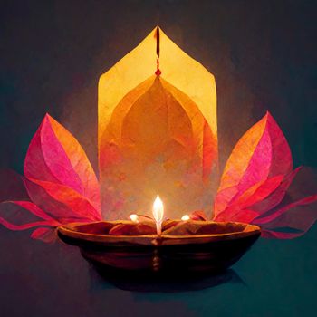 happy diwali indian festival. diwali background with candles. Diwali lanterns realistic background with candles and blurred lights.