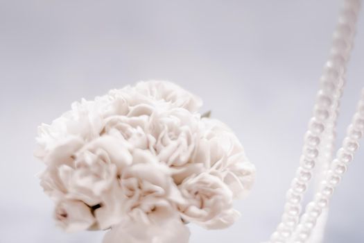 Bridal bouquet of white roses - wedding day, floral beauty, luxury event decoration concept. The happiest day of our lives