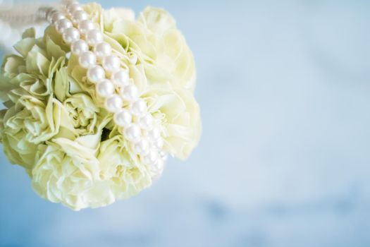 bridal bouquet with pearls - wedding, holiday and floral garden styled concept, elegant visuals