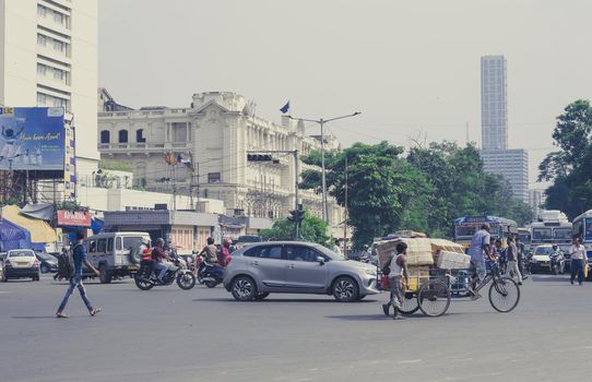 Kolkata City Street In Rush Hour
