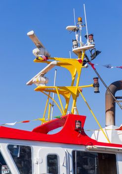 Navigation equipment on top of the boat close up