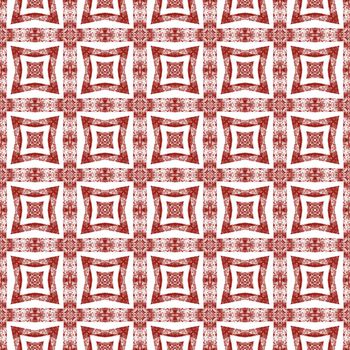 Tiled watercolor pattern. Wine red symmetrical kaleidoscope background. Hand painted tiled watercolor seamless. Textile ready likable print, swimwear fabric, wallpaper, wrapping.