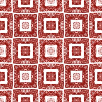 Exotic seamless pattern. Wine red symmetrical kaleidoscope background. Summer swimwear exotic seamless design. Textile ready stunning print, swimwear fabric, wallpaper, wrapping.