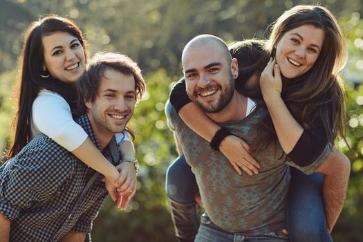 Double dates are double the fun. two happy couples out on a double date