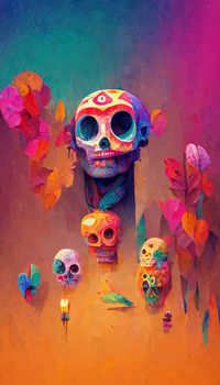 beautiful illustration of the Day of the Dead, Mexican tradition. colorful wallpaper of the day of the dead. catrin/catrina.