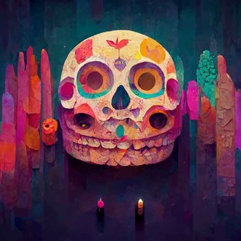 beautiful illustration of the Day of the Dead, Mexican tradition. colorful wallpaper of the day of the dead. catrin/catrina.