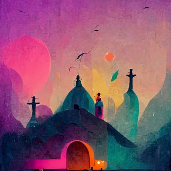 beautiful illustration of the Day of the Dead, Mexican tradition. colorful wallpaper of the day of the dead. catrin/catrina.