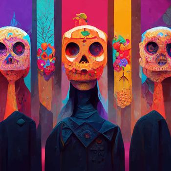 beautiful illustration of the Day of the Dead, Mexican tradition. colorful wallpaper of the day of the dead. catrin/catrina.