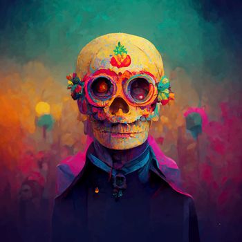 beautiful illustration of the Day of the Dead, Mexican tradition. colorful wallpaper of the day of the dead. catrin/catrina.