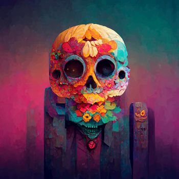 beautiful illustration of the Day of the Dead, Mexican tradition. colorful wallpaper of the day of the dead. catrin/catrina.