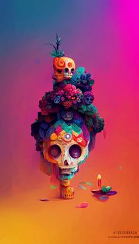 beautiful illustration of the Day of the Dead, Mexican tradition. colorful wallpaper of the day of the dead. catrin/catrina.