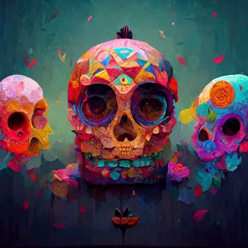 beautiful illustration of the Day of the Dead, Mexican tradition. colorful wallpaper of the day of the dead. catrin/catrina.