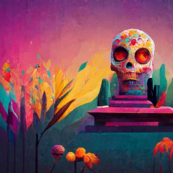 beautiful illustration of the Day of the Dead, Mexican tradition. colorful wallpaper of the day of the dead. catrin/catrina.