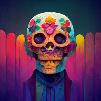 beautiful illustration of the Day of the Dead, Mexican tradition. colorful wallpaper of the day of the dead. catrin/catrina.