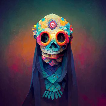 beautiful illustration of the Day of the Dead, Mexican tradition. colorful wallpaper of the day of the dead. catrin/catrina.