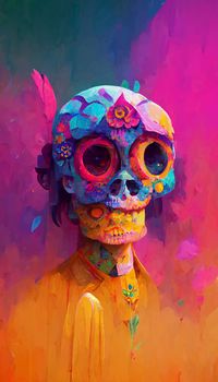 beautiful illustration of the Day of the Dead, Mexican tradition. colorful wallpaper of the day of the dead. catrin/catrina.