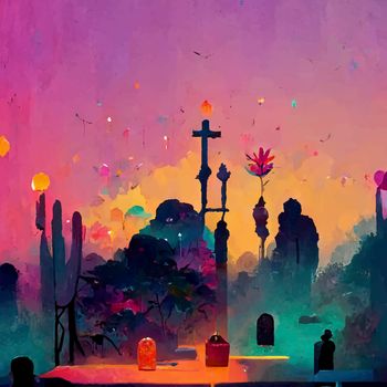 beautiful illustration of the Day of the Dead, Mexican tradition. colorful wallpaper of the day of the dead. catrin/catrina.