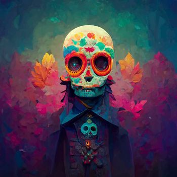 beautiful illustration of the Day of the Dead, Mexican tradition. colorful wallpaper of the day of the dead. catrin/catrina.