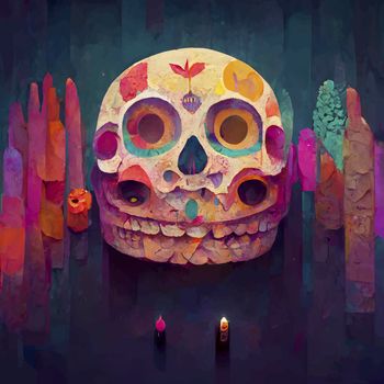 beautiful illustration of the Day of the Dead, Mexican tradition. colorful wallpaper of the day of the dead. catrin/catrina.