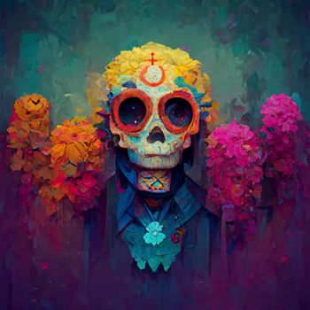 beautiful illustration of the Day of the Dead, Mexican tradition. colorful wallpaper of the day of the dead. catrin/catrina.