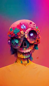 beautiful illustration of the Day of the Dead, Mexican tradition. colorful wallpaper of the day of the dead. catrin/catrina.