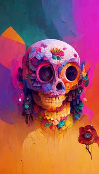 beautiful illustration of the Day of the Dead, Mexican tradition. colorful wallpaper of the day of the dead. catrin/catrina.