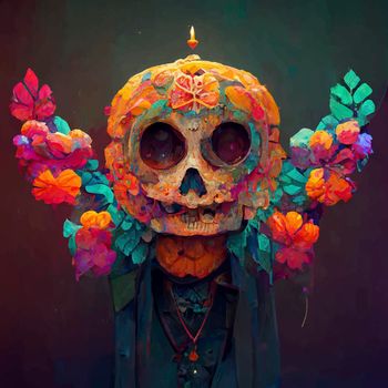 beautiful illustration of the Day of the Dead, Mexican tradition. colorful wallpaper of the day of the dead. catrin/catrina.