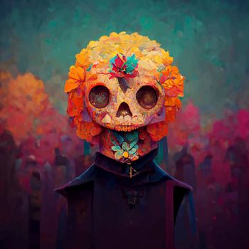 beautiful illustration of the Day of the Dead, Mexican tradition. colorful wallpaper of the day of the dead. catrin/catrina.