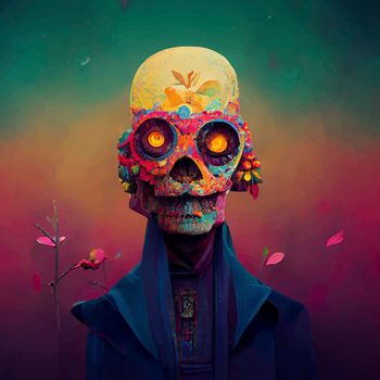 beautiful illustration of the Day of the Dead, Mexican tradition. colorful wallpaper of the day of the dead. catrin/catrina.