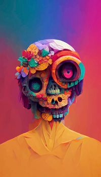 beautiful illustration of the Day of the Dead, Mexican tradition. colorful wallpaper of the day of the dead. catrin/catrina.