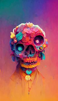 beautiful illustration of the Day of the Dead, Mexican tradition. colorful wallpaper of the day of the dead. catrin/catrina.