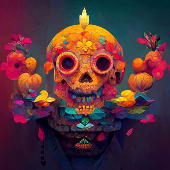 beautiful illustration of the Day of the Dead, Mexican tradition. colorful wallpaper of the day of the dead. catrin/catrina.