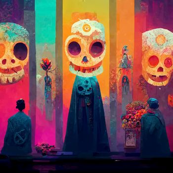 beautiful illustration of the Day of the Dead, Mexican tradition. colorful wallpaper of the day of the dead. catrin/catrina.