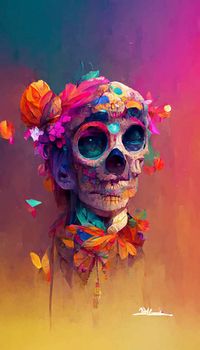 beautiful illustration of the Day of the Dead, Mexican tradition. colorful wallpaper of the day of the dead. catrin/catrina.