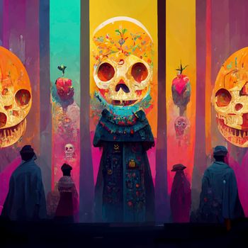 beautiful illustration of the Day of the Dead, Mexican tradition. colorful wallpaper of the day of the dead. catrin/catrina.