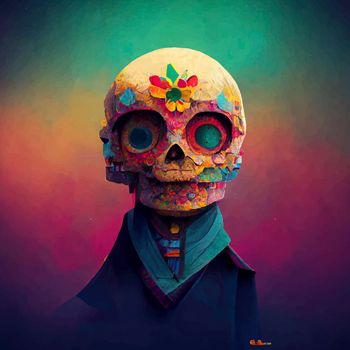 beautiful illustration of the Day of the Dead, Mexican tradition. colorful wallpaper of the day of the dead. catrin/catrina.