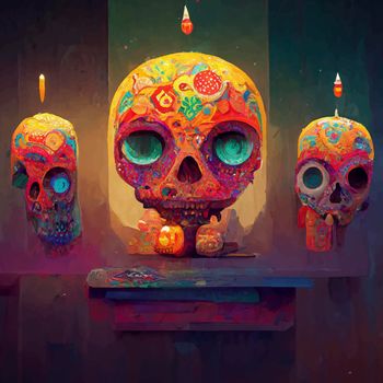 beautiful illustration of the Day of the Dead, Mexican tradition. colorful wallpaper of the day of the dead. catrin/catrina.