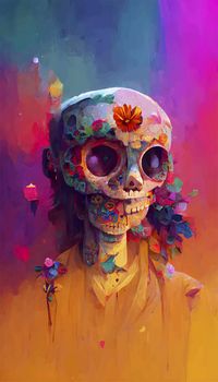 beautiful illustration of the Day of the Dead, Mexican tradition. colorful wallpaper of the day of the dead. catrin/catrina.