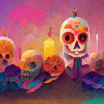 beautiful illustration of the Day of the Dead, Mexican tradition. colorful wallpaper of the day of the dead. catrin/catrina.